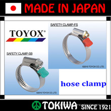 Stainless steel, safety hose clamp. Made in Japan by TOYOX. Long lifespan and rust resistant (wing nut hose clamp)